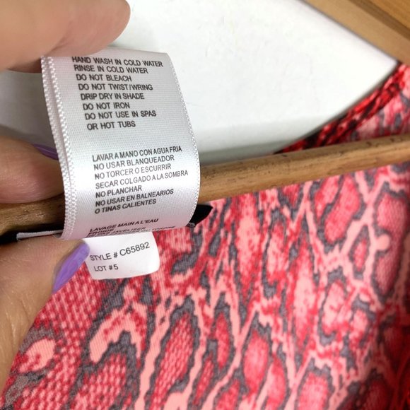 CARMEN MARC VALVO COUTURE Red Snakeskin Ruched Swim Cover Up Dress Sz XS - Picture 9 of 9